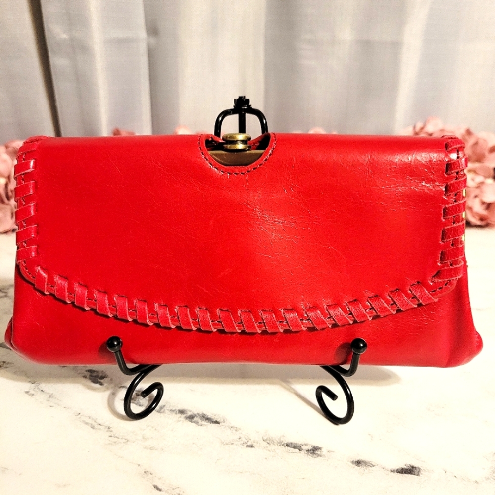 NWT HOBO Gorgeous Cherry Red 'Spirit' Leather Wallet With Wanderlust Lining